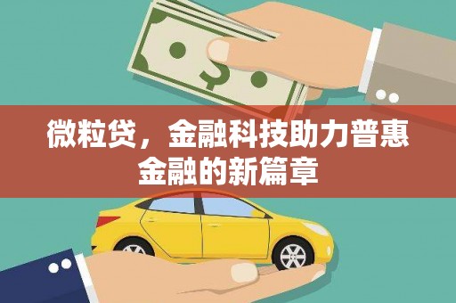 崇安微粒贷，金融科技助力普惠金融的新篇章